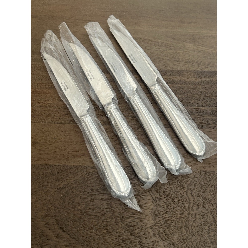 NEW Reed & Barton Englefield Serrated Steak Knives Set Of 4 Stainless Glossy